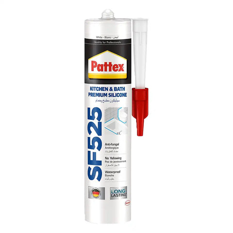 Pattex SF525 Kitchen & Bath Premium Silicone Sealant, 280ml - White