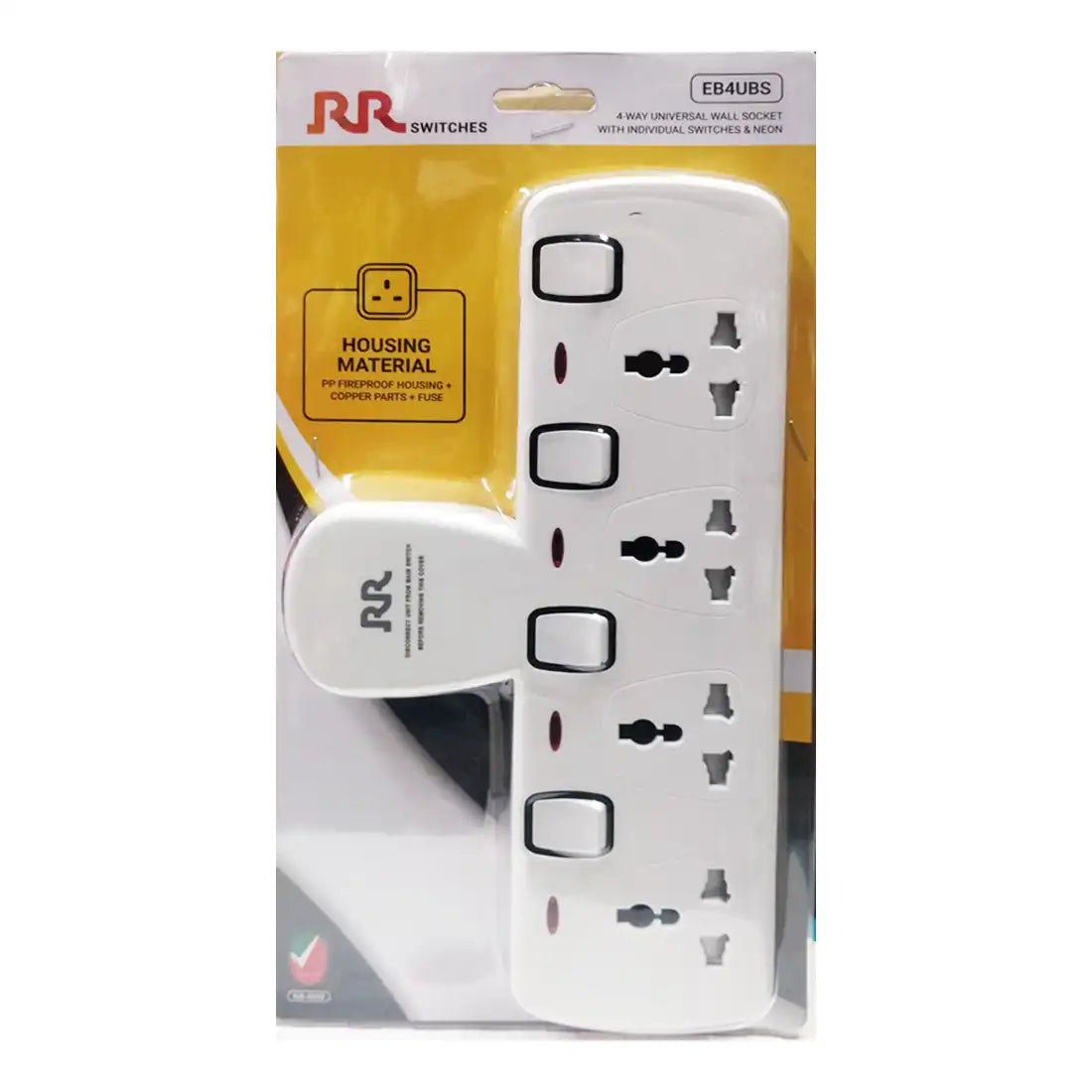 RR EB4UBS 4 Way Universal Wall Socket with Individual Switches