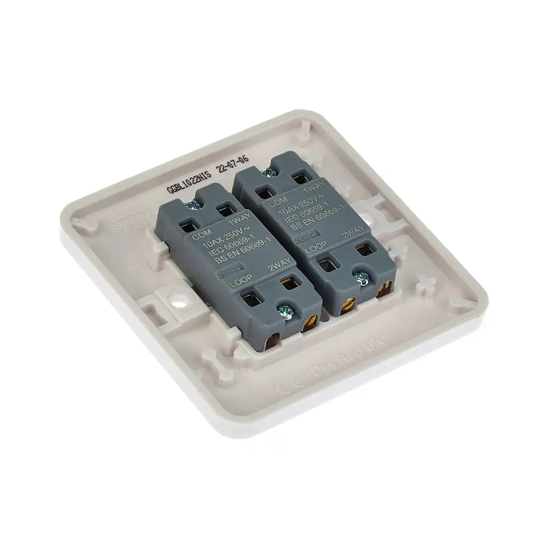 Schneider Electric Lisse 2 Way Plate Switch GGBL1022NIS, 2 Gangs 10AX - White