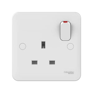 Schneider Electric Lisse Single Switched Socket GGBL3010NIS British Standard, 1 Gang 13 A White
