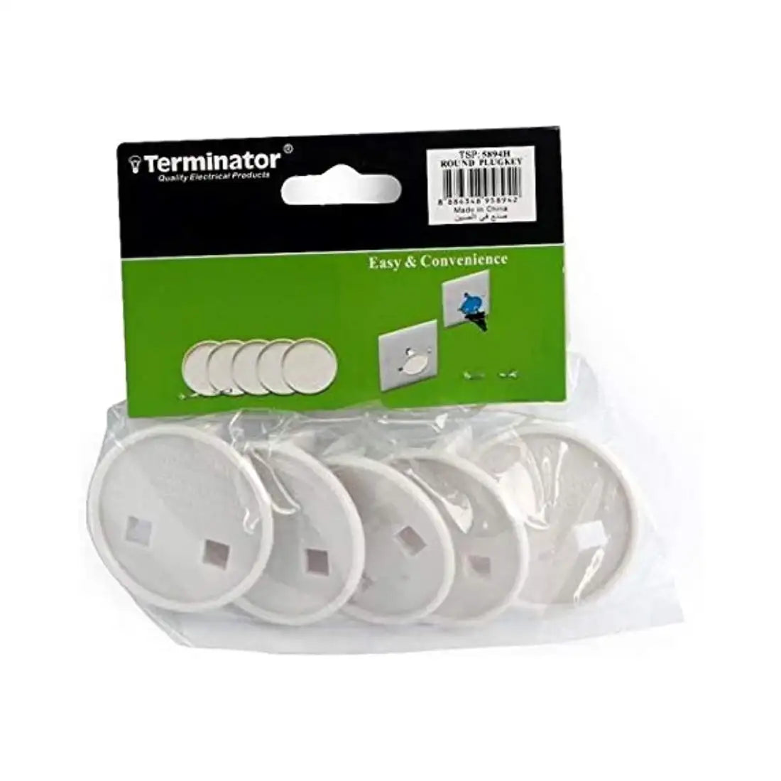 Terminator 5894H Round Plug Key Protection & 2pin Converter Cover, 20 pcs - White