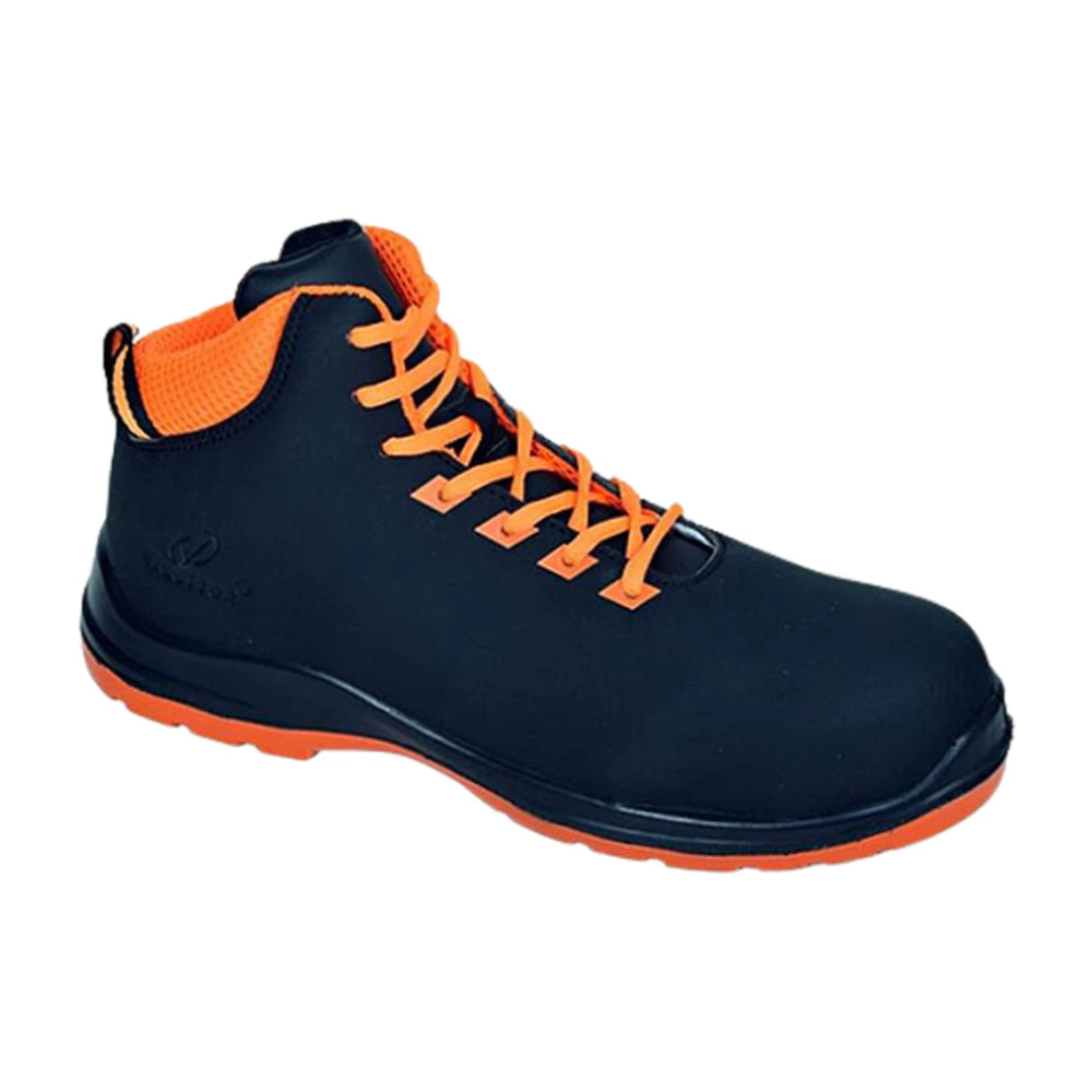 Vaultex FJV S3 High Ankle Steel Toe Safety Shoe Black & Neon Orange