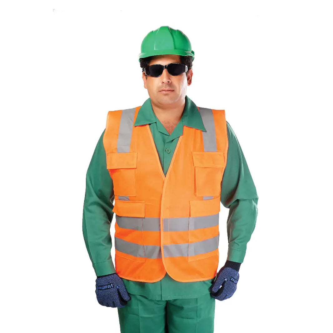Vaultex NLM Reflective Fabric Vest with 4 Pockets Orange