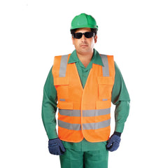 Vaultex NLM Reflective Fabric Vest with 4 Pockets - Orange - Slide 1